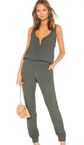 MONROW Crepe Jumpsuit in Camo Green Size M