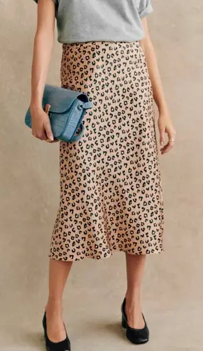Sézane NWT Sezane Sandy in Leopard Spotted Satin A-line Midi Skirt 38 / 6