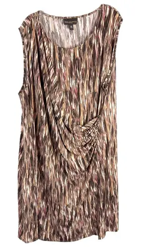Dana Buchman Plus Size 3X Dress Shift Sleeveless Brown Knee Length Drape 848