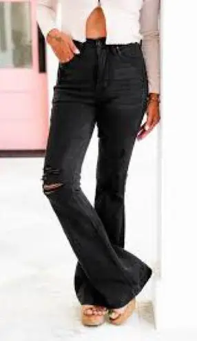 Judy Blue flare Jeans distressed flare size 14W trendy casual punk gothic