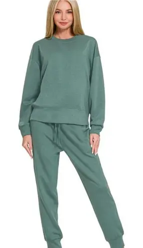 Zenana Outfitters Scuba Crewneck Pullover & Joggers 2 Pieces Set