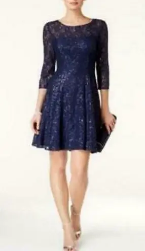 Slny WOMEN’S SEQUINED LACE A-LINE SILVER EVENING DRESS SIZE 14 NWT