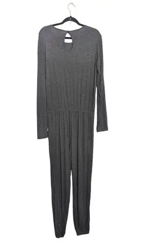 Zyia Active Long Sleeve Jumpsuit Gray Womens Large Athleisure Loungewear Stretch