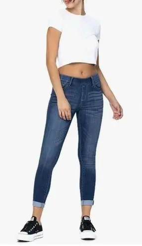 Cello  Jeans Mid Rise Skinny Easy Pull On Jeggings Blue Denim Size Medium