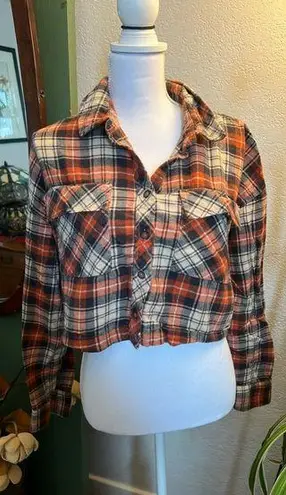 Arizona Jeans Arizona plaid cropped flannel