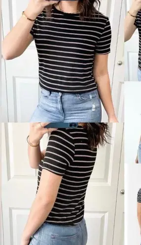 Heart & Hips Womens T-Shirt Stripe Short Sleeve Pullover SZ XL