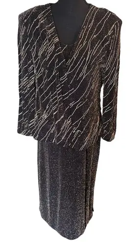 Alex Evenings Vintage Metallic Black Dress Set – Elegant Formalwear