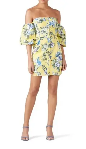 J.O.A. Yellow Floral Balloon Sleeve Off The Shoulder Dress