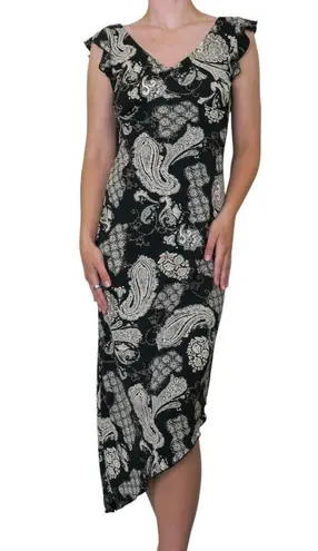 Studio Y Vintage 90s Black Paisley Asymmetrical Maxi Dress