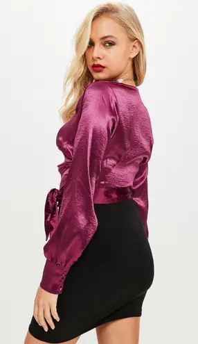 Missguided NWT  Pink Satin Wrap Blouse