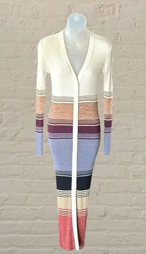 STAUD Shoko Ribbed Sahara Striped Sweater Midi Dress