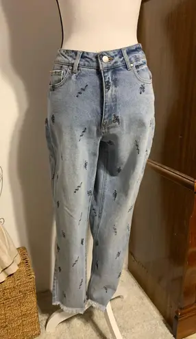 Tinseltown Snake Embroidered Crop Jeans