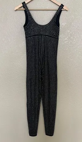 YITTY Black Catsuit Bedazzled Bodysuit Medium Full Length Onesie Rhinestone
