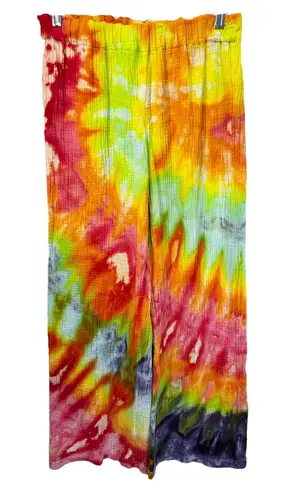 4OUR DREAMERS Medium Gauzy Pants Handmade Tie Dye Elastic Pull On Spiral 901