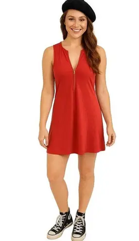 Bailey blue Red/Orange Sleeveless Zippered Neck Skater Womens Dress L(runs small)