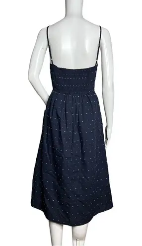 Blue Rain  Fit & Flare Dress Navy Blue Multicolor Swiss Dot Tie Front Sleeveless