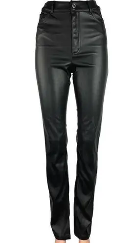 ZARA  Black Faux Leather High Rise Fitted Ankle Straight Leg Pants Size 00