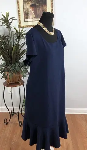 Olivia Matthews Dress Plus 3X Navy Blue Cap Sleeve Fairy Core Feminine Preppy