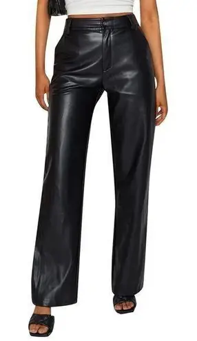 Amazon  - High Waisted Straight Leg Faux Leather Pants, Black, Size S, NWT