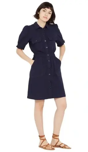 FRNCH Navy Short Sleeve Cotton Gauze Gabriella Dress Size S