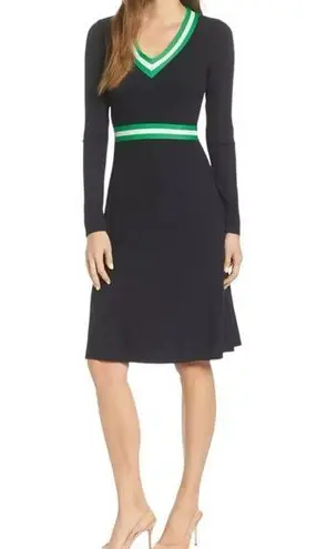 1901 Navy V Neck Sweater Dress