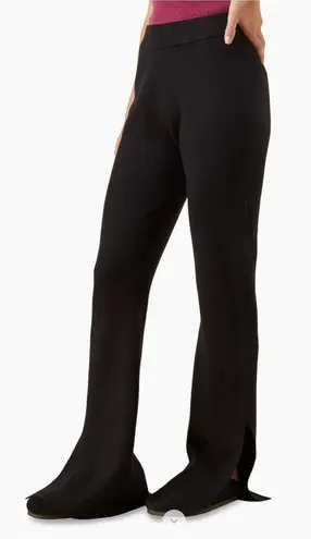 NWT Monrow Supersoft Knit flare Slit Hem Pants small black pull on trousers