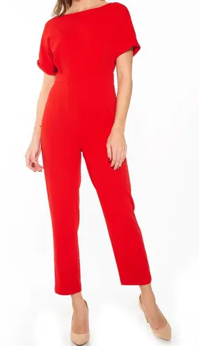 Alexia Admor Alexia Ardmor Red Cuffed Short Sleeve Taper Leg Jumpsuit NWT Medium Boatneck