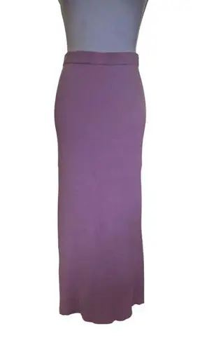 Olive & Oak Midi Length Ribbed Knit Skirt Rear Slit In Lavender Pink Size M