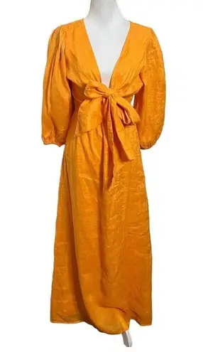 Faithfull the Brand Faithfull La Mia Maxi Dress Tuscan Sun Orange Women’s Size 4 Cutout Tie Front