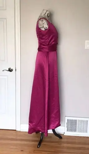 Jim Hjelm Occations Vintage Gown Fit Flare A-line Satin Wrap Draped Formal Evening Prom Colorful Coquette Retro Bright Slid Rockabilly Vintage Y2k