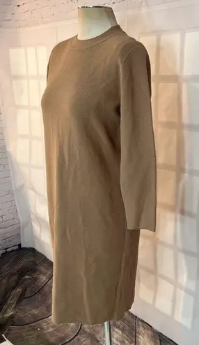 Club Monaco Long Sleeve Ribbed Knit Brown Camel Sweater Dress Size S