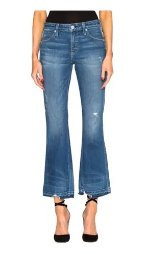 AMO Jane Cropped Flare Jean in Old School Blue Size 27