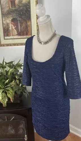 Material Girl  Dress Womens Small Mini Bodycon Cutout Scoop Stretch Blue Short L