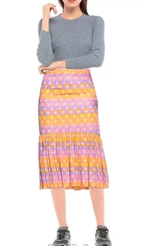 Sandro Paris | Eugenia Pink & Orange Print Midi Skirt | XS
