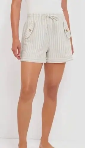 UpWest Linen Cotton Pull On Shorts NWOT Beach Weave Sand Stripe Size XL Tan