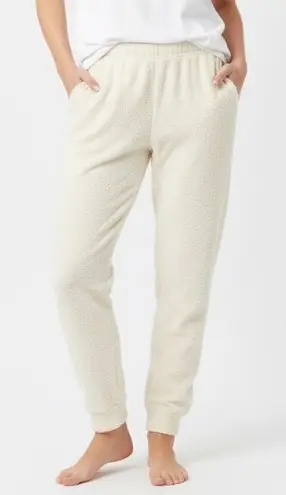 Kimberly  Plush Fuzzy Jogger Pants Cream Lounge Sleepwear Size L - Image 1
