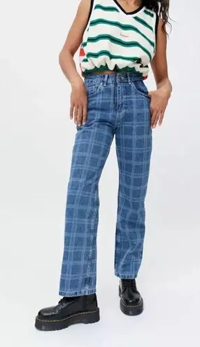 BP Be Responsible BLUE PLAID DENIM JEANS STRAIGHT LEG Size 27 NWOT