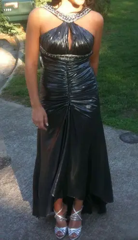 Metallic Silver Prom Dress Size 4