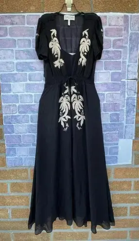 Saloni Leah Robe silk Dress w/Slip size 0 Black