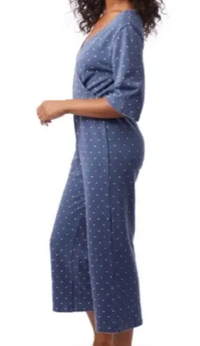 Alternative NWT Bay Blue Pin Dot Piper Cross Front Cropped Jumpsuit L Dots