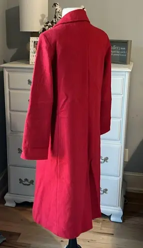 Red Vintage Long Wool Coat Womens 8P Prelude Excellent Condition