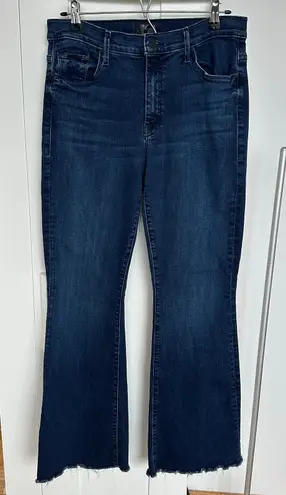 Mother Denim The Weekender Fray Mint Condition High Rise Flare Jean,Size 32, EUC Blue