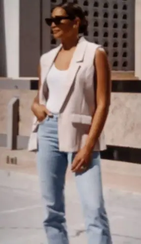 Evereve Sleeveless Blazer Vest Coquette Ballet Chic Blush Nude Womens M