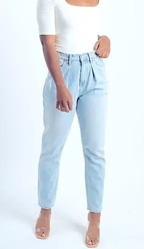 Cello CELIO 80’s STYLE DENIM SEXY MOM JEANS:PLEATED HIGH RISE, STRAIGHT DISTRESSED LEG