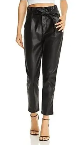 Lucy Paris Faux Leather Pleated Paperbag Waist Pants in Black, NWT, Size XS