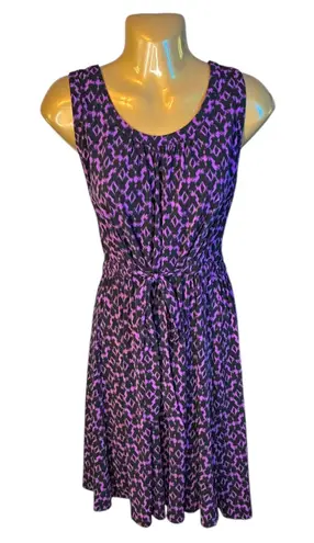 Daisy Fuentes Purple Combo Print Sleeveless Dress Ladies Size L Career Casual