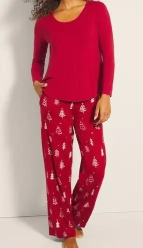 SOMA COOL NIGHTS PJ SET Long Sleeve Red Tree T Yourself New Sz XS NWT $84
