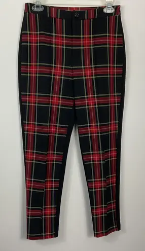 Joseph Ribkoff Red Plaid Front Black Back Pants Size 6