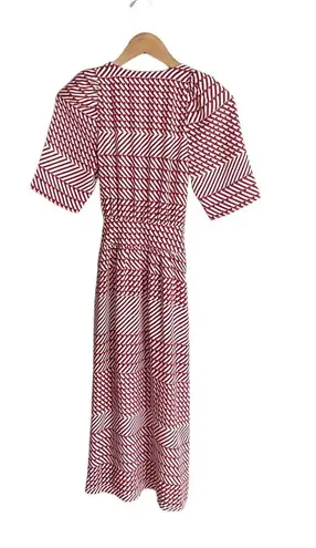 Joie Cata Diagonal Stripe Patchwork Tie-waist Midi Dress In Aged White