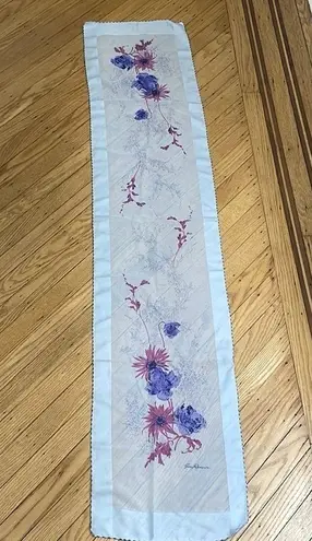 Gim Renoir Vintage Long Floral Scarf Purple Blue Sheer Retro